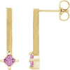 14K Yellow Pink Sapphire Bar Drop Earrings - Siddiqui Jewelers