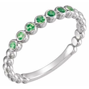 14K White Chatham® Created Emerald Stackable Ring - Siddiqui Jewelers