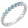 14K White Blue Zircon Stackable Ring - Siddiqui Jewelers