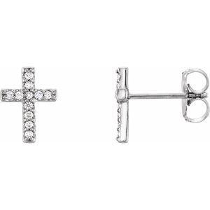 14K White 1/10 CTW Diamond Cross Earrings - Siddiqui Jewelers