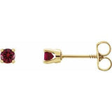 14K Yellow 3 mm Round Ruby Youth Birthstone Earrings - Siddiqui Jewelers