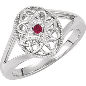 Sterling Silver Ruby Granulated Filigree Ring Size 7 - Siddiqui Jewelers