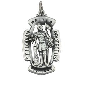 Sterling Silver 33x20.5 mm St. Florian Medal - Siddiqui Jewelers