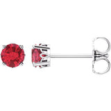 14K White Ruby 4-Prong Scroll Setting® Stud Earrings - Siddiqui Jewelers