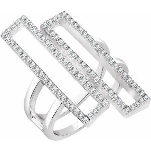14K White 1/2 CTW Diamond Double Rectangle Geometric Diamond Ring - Siddiqui Jewelers