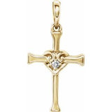 14K Yellow .025 CT Diamond Cross with Heart Pendant - Siddiqui Jewelers