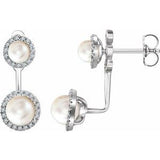 14K White Freshwater Cultured Pearl & 1/5 CTW Diamond Halo-Style Earrings - Siddiqui Jewelers