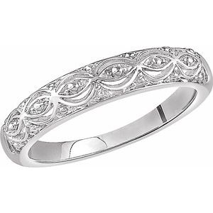 14K White Beaded Ring - Siddiqui Jewelers