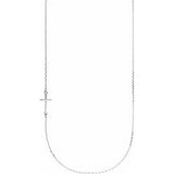 Sterling Silver Off-Center Sideways Cross 16" Necklace  -Siddiqui Jewelers