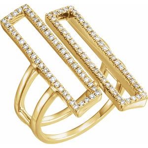 14K Yellow 1/2 CTW Diamond Double Rectangle Geometric Diamond Ring - Siddiqui Jewelers