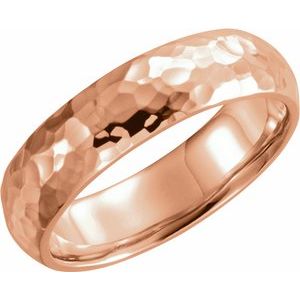 14K Rose 5 mm Half Round Band with Hammer Finish Size 10 - Siddiqui Jewelers