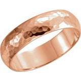14K Rose 4 mm Half Round Hammer Finish Band Size 4.5 - Siddiqui Jewelers