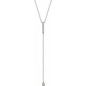 14K White 1/8 CTW Diamond Bar Y 16-18" Necklace - Siddiqui Jewelers