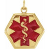 14K Yellow & Red Enamel 24.5x20 mm Engravable Medical Idenfication Pendant - Siddiqui Jewelers