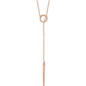 14K Rose Circle and Bar "Y" 18" Necklace - Siddiqui Jewelers