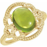 14K Yellow Peridot Granulated Design Ring - Siddiqui Jewelers