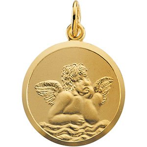 14K Yellow 16 mm Angel Medal - Siddiqui Jewelers