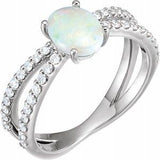 14K White Opal & 1/3 CTW Diamond Ring - Siddiqui Jewelers