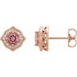 14K Rose Pink Topaz and 1/8 CTW Diamond Earrings - Siddiqui Jewelers