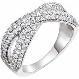 14K White 1 CTW Diamond Criss-Cross Ring - Siddiqui Jewelers