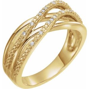 14K Yellow .06 CTW Diamond Criss-Cross Ring - Siddiqui Jewelers
