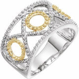 14K White & Yellow Beaded Geometric Ring - Siddiqui Jewelers