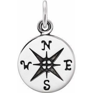 Sterling Silver Compass Charm - Siddiqui Jewelers
