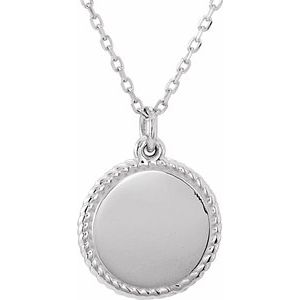 Sterling Silver Engravable Round 16-18" Rope Necklace - Siddiqui Jewelers