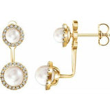 14K Yellow Freshwater Cultured Pearl & 1/5 CTW Diamond Halo-Style Earrings - Siddiqui Jewelers