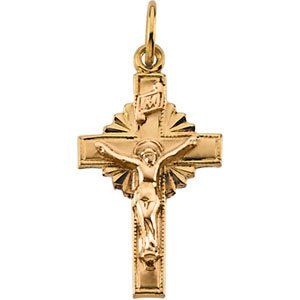 14K Yellow 15x10 mm Hollow Crucifix Pendant - Siddiqui Jewelers