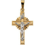 14K Yellow & White 19x13 mm Hollow Crucifix Pendant - Siddiqui Jewelers