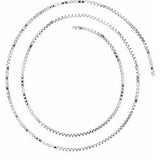 14K White 1.3 mm Diamond Cut Box Chain by the Inch   -Siddiqui Jewelers