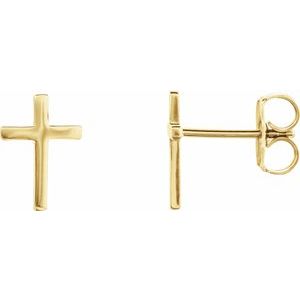 14K Yellow 10 mm Cross Earrings - Siddiqui Jewelers