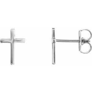 14K White 10 mm Cross Earrings - Siddiqui Jewelers