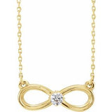 14K Yellow 1/10 CT Diamond Infinity-Inspired 16-18" Necklace - Siddiqui Jewelers