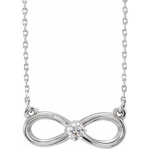 14K White 1/10 CT Diamond Infinity-Inspired 16-18" Necklace - Siddiqui Jewelers