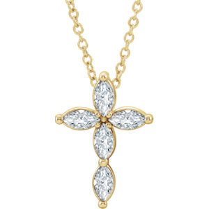 14K Yellow Diamond Cross Necklace - Siddiqui Jewelers