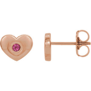 14K Rose Pink Tourmaline Heart Earrings - Siddiqui Jewelers