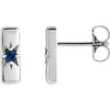14K White Blue Sapphire Starburst Bar Earrings - Siddiqui Jewelers
