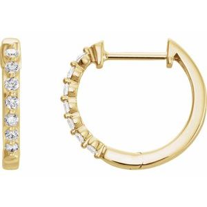 14K Yellow 1/5 CTW Natural Diamond Hinged 15.25 mm Hoop Earrings Siddiqui Jewelers