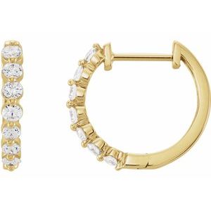 14K Yellow 3/4 CTW Natural Diamond Hinged 15.25 mm Hoop Earrings Siddiqui Jewelers