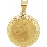 14K Yellow 18 mm Round Hollow Spanish St. Anthony Medal - Siddiqui Jewelers