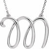 Sterling Silver Script Initial M 16" Necklace-Siddiqui Jewelers
