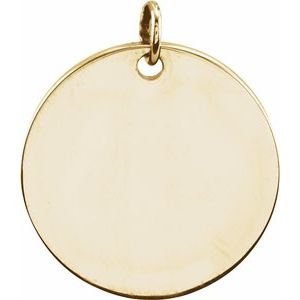 18K Yellow Vermeil 9.5 mm Engravable Round Disc Pendant - Siddiqui Jewelers