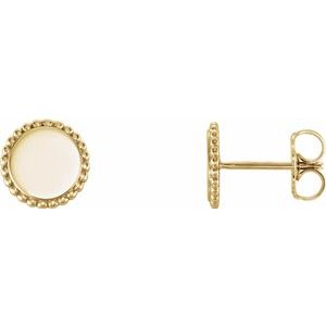 14K Yellow Engravable Beaded Earrings - Siddiqui Jewelers