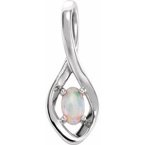 14K White Opal Freeform Pendant - Siddiqui Jewelers