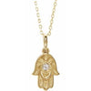 14K Yellow .03 CTW Diamond Hamsa 16-18" Necklace - Siddiqui Jewelers