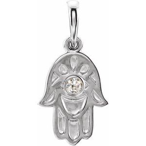 Sterling Silver .03 CTW Diamond Hamsa Pendant - Siddiqui Jewelers