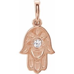 14K Rose .03 CTW Diamond Hamsa Pendant - Siddiqui Jewelers