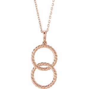 14K Rose Interlocking Circle 16-18" Necklace - Siddiqui Jewelers